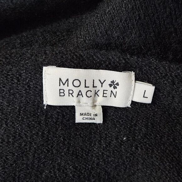 Molly Bracken Wool Blend Black Metallic Gold Heart Sweater - Picture 8 of 8